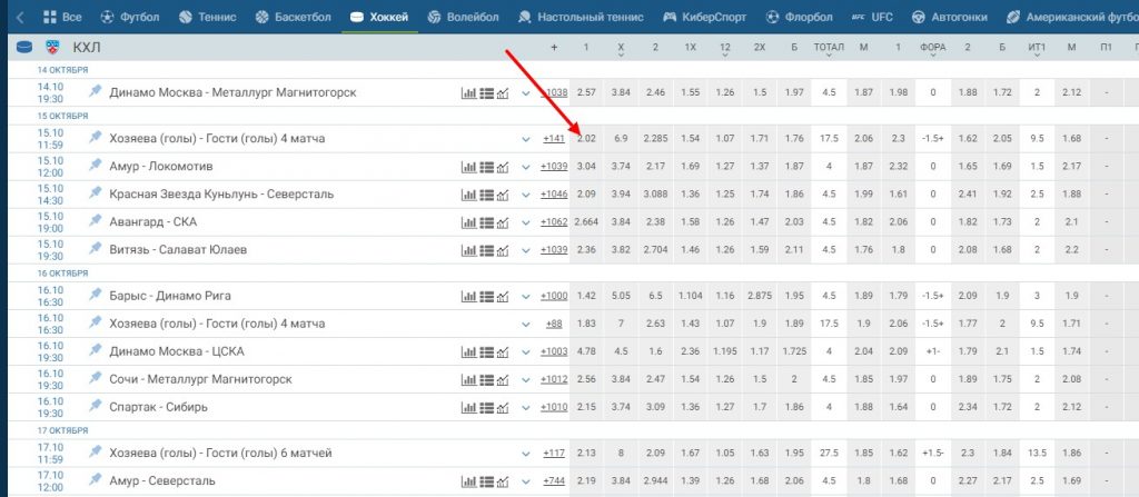 шаг второй: как делать ставку в 1xBet  на хоккей